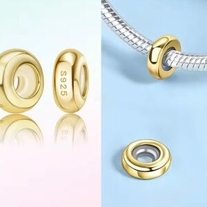 Gold S925 Sterling Silver Spacer Charm Bead for Bracelets